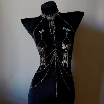 Luxury Butterfly Nipple Clips Seductive Rhinestone Body Chain Premium Collar Anal Plug Vaginal Clamp Erotic Accessories Sex Toys