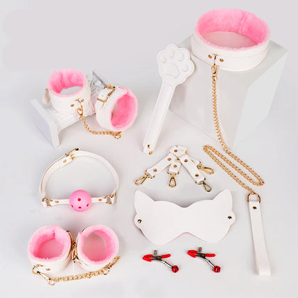 Exotic Accessories Couples Adult Games Erotic Bdsm Set Sexy Leather Plush Sex Toys Bondage Kit Handcuffs Blindfold Flirt Whip 18