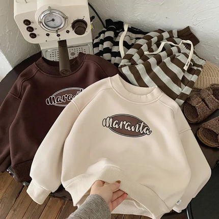 Children Winter Pullovers Fleece Thicken Tops For Kids Velvet Warm Sweatshirts For Boys Girls Cartoon Outfits Baby Tops Clothes