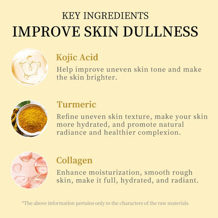 Kojic Acid Turmeric Overnight Wrapping Peel Off Mask Nourishes Hydrolyzed Collagen Glowing Skin Skin Firmnes Women Skincare