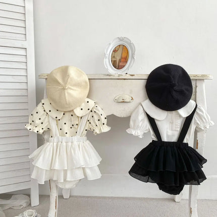 MILANCEL Kids Baby Girls Clothing Set Toddler Girls Big Collar Princess Blouse And Lace Bodysuit 2 Pcs Suit Outfits