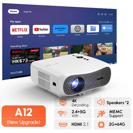 2026 new 4K Projector auto focus lens cap dual speaks Netfilx UHD home theater 2+64G 2.4+5G WiFi  MEMC gaming movie projectors