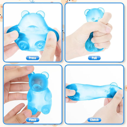 Stress Bear Squishy Ball Gummy Bear Toy Sugar Filled Squishy Toys for Kids Stress Relief Ultra-Soft Decompression Venting Toys