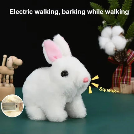 Cute Electric Rabbit Interactive Plush Toys Carrot Bunny Walking Wagging Ears Wagging Tail Stuffed Doll Pe