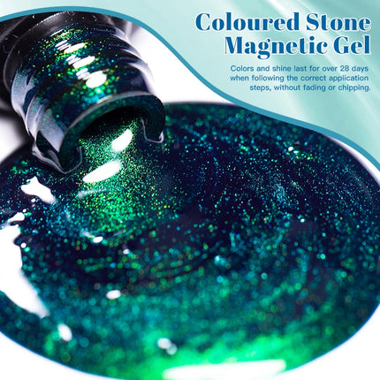 10ml Coloured Stone Magnetic Gel Nail Polish Glitter Semi Permanant Soak Off UV LED Gel Varnish For Manicure DIY Nail Supplies