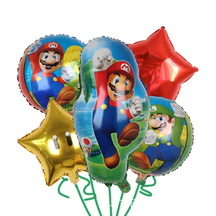Cartoon Super Mary Balloon Set Mario Luigi Game Themed Birthday Party Decoration  Peach Princess Aluminum Film Balloon Kids Gift