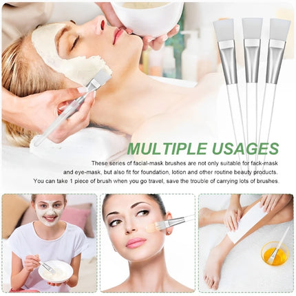2/4/6/12pcs Facial Mask Brush Soft-head Facial Applicator Brush with Clear Plastic Handle for Spa & Salon Use Skin Care Tools