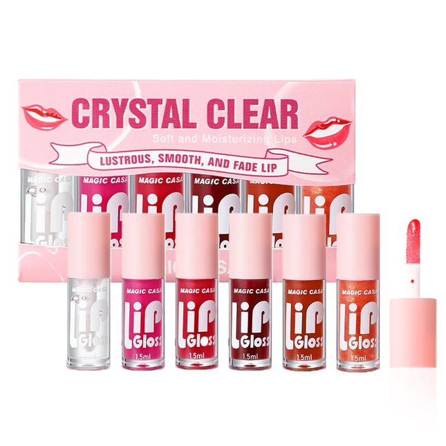 6pcs Set Small Bottle Hydrating Jelly Lip Oil Long Lasting Moisturizing Shimmer Gloss Smooth Care Non Sticky
