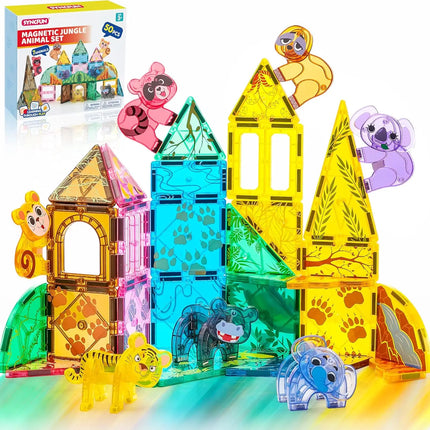 JOYFY 110/66/50 PCS Magnetic Building Tile 3D Magnet Tiles with Vehicle Construction Blocks Set for Kids Birthday Chirstmas Gift