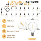 65FT(20M) 48BULB / US Plug / China Mainland|1W 2200K