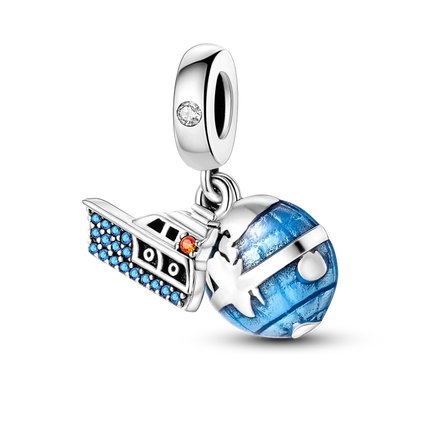 925 Sterling Silver Travel Passport Trunk Charms Fit Original Bracelet Diy Airplane Earth Beads for Jewelry Making Gift