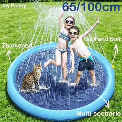 65/100CM Thickened Cat Spray Water Play Mat Dog Playmat Letter Dolphin Theme Pet Sensory Playing Crawling Induction Toy