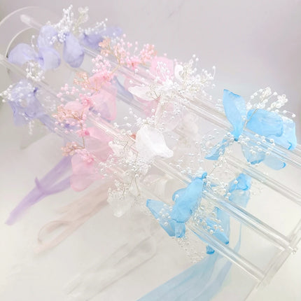 Sweet Butterfly Wreath Headband For Kids Children's Forest Style Hairbands Princess Flower Hair Band Flower Girl Headpiece