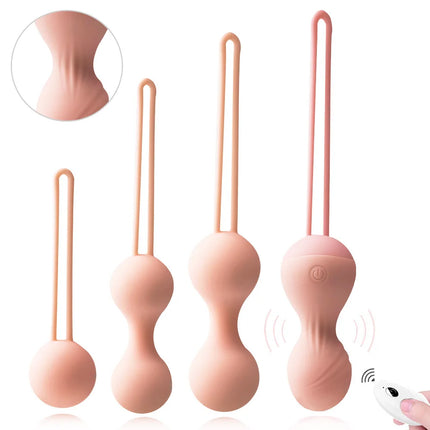 Vaginal Exercise Dumbbells for Women USB Rechargeable 10-Frequency Wireless Remote Control Vibrating Ball Set Adult Toys Female