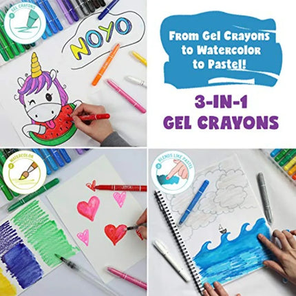 Washable Crayons 12 Colors, and Toddler Crayons, Watercolor, Non Toxic, 3 in 1, for Ages 4-8