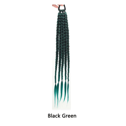 Synthetic Girls Colorful Braids Hair Extensions With Rubber Bands Rainbow Braided Ponytail Hairpieces For Kids Hair Accessories