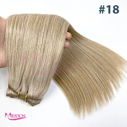 MESXN Human Hair Weft  European Remy Natural Human Hair Extensions Straight 14"-26" Can Curly Hair Weaves Blonde For Salon