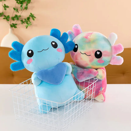 Cute Cartoon Axolotl Plush Toy Super Soft Salamander Animal Stuffed Plushie Pillow Couple Soft Axolotl Home Decor Christmas Gift