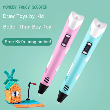 3D Pen Drawing Printing Pen With LCD Screen Compatible PLA Filament Toys Safe Paiting for Children DIY Toy Gift