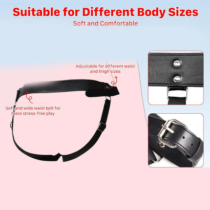 Strap On Dildo Harness Adjustable Waist and Thigh Soft Nylon Vegan Leather Belt with 2 Size Metal O-Rings for Lesbian Gay Couple