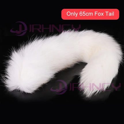 Dog Dildo With 35/65/95cm Fox Tail Silicone Butt Plug Cosplay Adult Sex Games Long Anal Plug Tail Animal Dildos for Women Penis