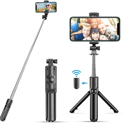 3In1 Bluetooth Selfie Tripod with Fill Light Shutter Remote Portable Foldable Monopod for iPhone Smart Phone