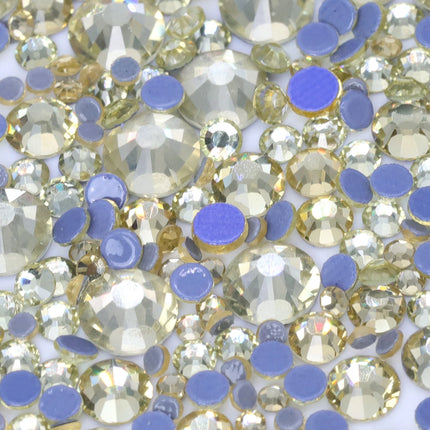 QIIY Mixed Size SS6-SS30 Glass Hot Fix Rhinestones Crystal Flatback Iron On Stones For DIY 3D Nail Art Fabric Clothes Decoration