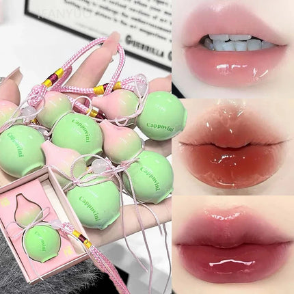 Cute Zucchini Jelly Lip Gloss Mirror Watery Gloss Liquid Lipstick Hydrating Lasting Moisturizing Tender Pink Student Lips Makeup