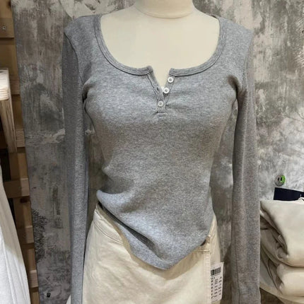 Pink Striped Slim Long Sleeve Tees Women Spring Casual Cotton O-neck Tshirt New Tops Clothes Sweet Cute  Vintage T-shirts Y2K