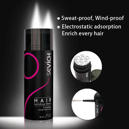 Sevich 25g Hair Building Fibers Powder Hair Loss Products Bald Extension Thicken Hair Spray Jar Keratin