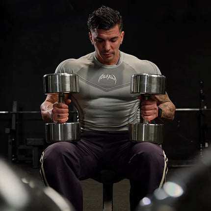 Summer fitness exercise slim fit breathable short sleeved men's suitable fitness running training cycling T-shirt