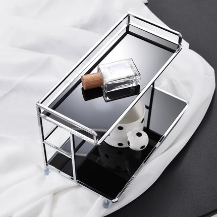 Metal Desktop Layered Storage Rack, Double-Layer Desk Organizer, Water Cup and Coffee Cup Storage Rack, Bathroom Cosmetics Organizer, Suitable for Living Room, Entryway, Kitchen, and Bathroom