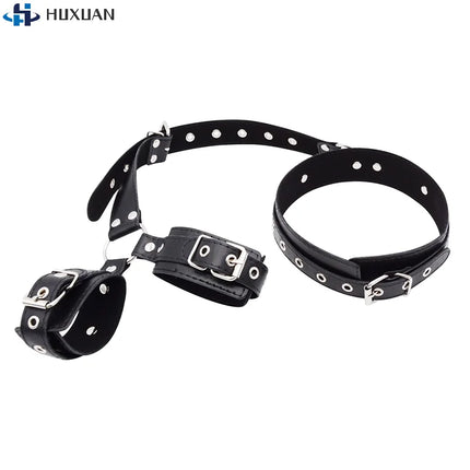 1PCS Neck To Wrist Restraints Kit Sexy Women Fetish Behind Back Handcuffs Collar Adjustable Bondage Set Couple Sex Game Tool