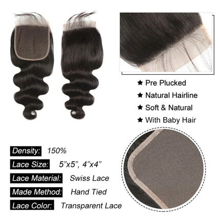 PerisModa Body Wave Lace Closure 4×4 5×5 6×6 Lace Frontal Only 13x4 13x6 HD Transparent Lace Front Human Hair With Pre Plucked