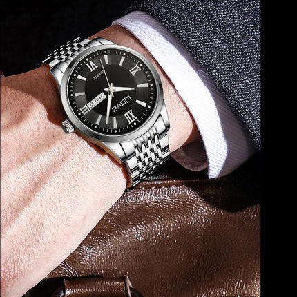 UTHAI Men's Watch High End Calendar Luminous Steel Wristband Fashion Trend Classic Business Quartz Watch Clock Gift