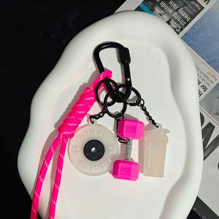 Dopamine Fitness Series Pendant D-shaped Buckle Detachable Barbell Plates Key Chain Bag Charm Creative Large Dumbbells Keyring