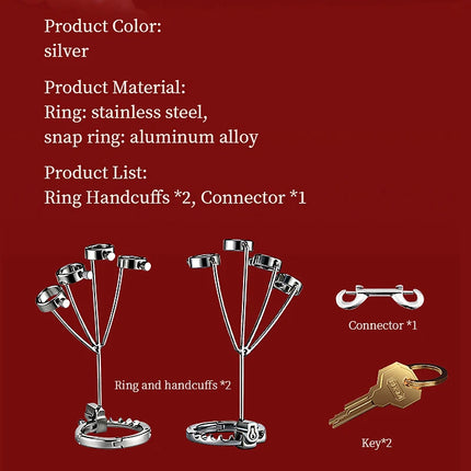 1set Ring handcuffs Stainless steel ring Wrist cuff Screw adjustment BDSM Bondage sex toy adult pleasure sex toys sexual wellnes