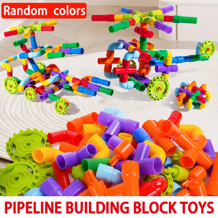 Children'S Pipe Toy Wheel Assembly Water Pipe Insertion Male And Female Bagged Plastic Versatile Large Particle Building Blocks