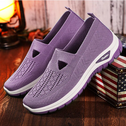 2025 New Mesh Women Vulcanized Shoes High Quality Women Sneakers Slip On Flats Shoes Women Loafers Plus Size 42 Walking Flat