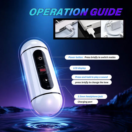 12 Frequency Vibration Double-ended Male Masturbator Cup, Realistic Interactive Male Adult Sex Toy with Counting Display For Men