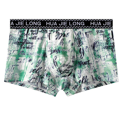 1/3PCS Fashion Letter Print Men's Underpants Summer Thin Smooth Ice Silk Men's Panties Breathable Mesh Crotch Underwear for Man