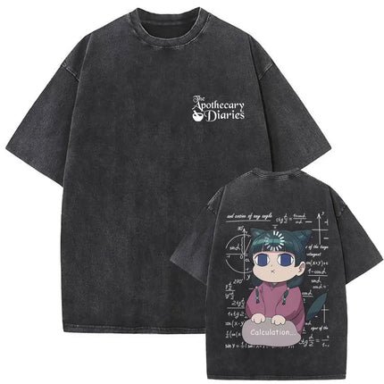 Japanese Anime The Apothecary Diaries Washed Vintage T Shirt Maomao Graphic T-shirt Men Women Cartoon Manga Funny T-shirts Tops