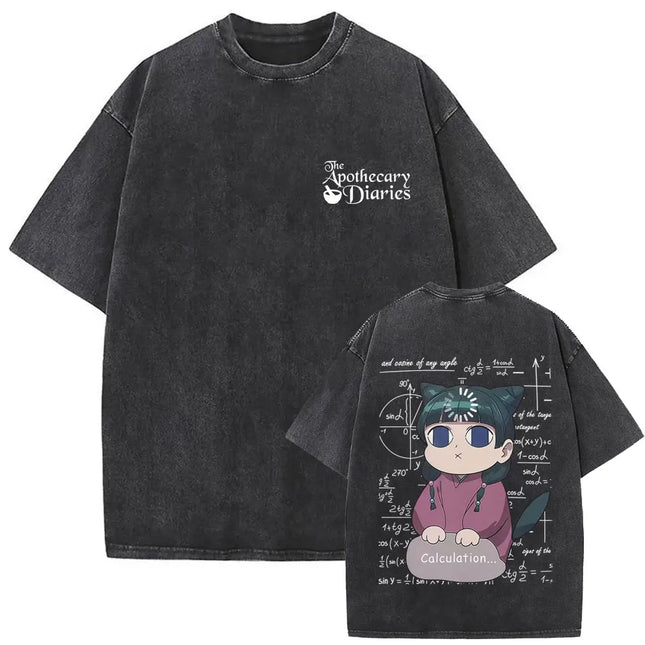 Japanese Anime The Apothecary Diaries Washed Vintage T Shirt Maomao Graphic T-shirt Men Women Cartoon Manga Funny T-shirts Tops