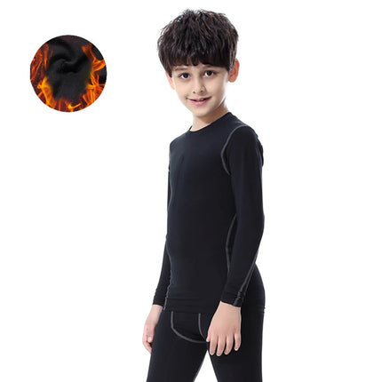 Children Kids Thermal Sport Sweatshirt Compression Base Layer Pants Tight Leggings Teens Boys Soccer Exercise Training Trousers