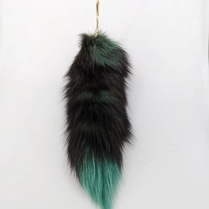 natural fox fur tail keychain furry 2024 chic y2k  beautiful accessory length 40 cm Car Keychains For Women