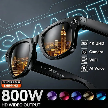 4K 200W Camera AI Glasses Color-Changing Smart Translation Glasses Photo Video Recording Waterproof Call Smart Sunglasses