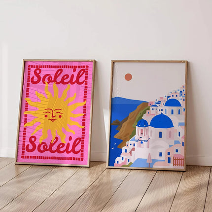 Dolce Vita Gallery Wall Set Mediterranean Preppy Coastal Prints Dopamine Decor Print Kitchen Bar Cart Art Canvas Painting