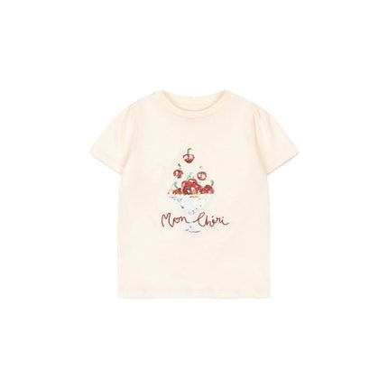2026 New Summer KS Boys Girls Printed Round Neck T-shirt Kids Solid Color Shorts Girls' Casual Half Skirt Set