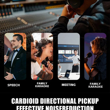 Lenovo Wireless Microphone 2.4G UHF Fixed Frequency 2 Channels Handheld Micphone For Live Party Karaoke Professional Meeting