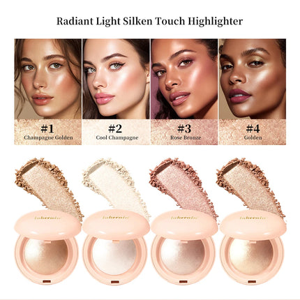 Lakerain Silken Touch Highlight Powder Smooth Texture Luminous Finish Long Lasting Makeup Waterproof Baked Highlighter Powder